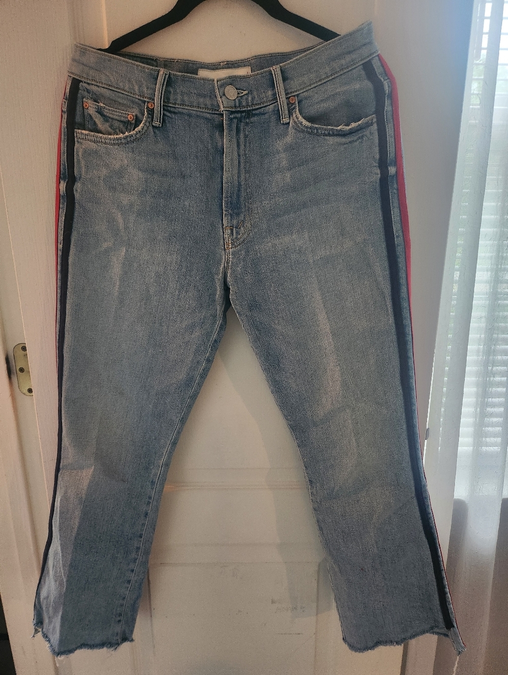 Mother Side Stripe Superior Crop Jeans